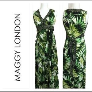 MAGGY LONDON ADORNE Tropical Maxi  SunDress Size 4